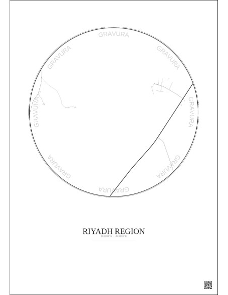 Riyadh Region City Map Poster 10km | Gravura – Light background