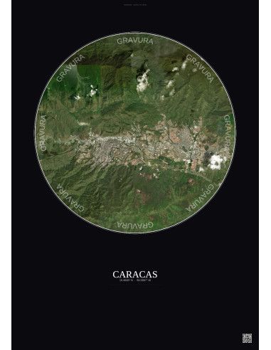 Caracas Satellite View Poster 10km Color | Gravura – Dark background
