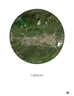 Caracas Satellite View Poster 10km Color | Gravura – Light background
