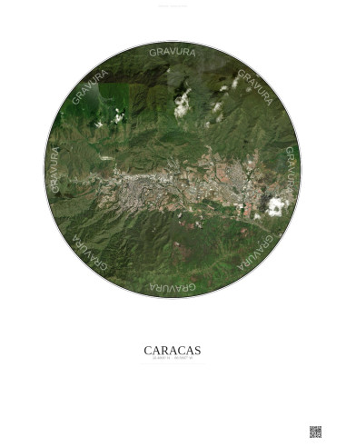 Affiche Caracas – Poster vue satellite 10km Couleur | Gravura – Fond clair