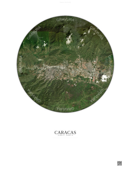 Affiche Caracas – Poster vue satellite 10km Couleur | Gravura – Fond clair
