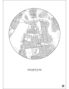 Affiche Khartoum – Poster carte de ville 10km | Gravura – Fond clair 2