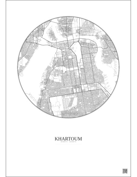 Khartoum City Map Poster 10km | Gravura – Light background