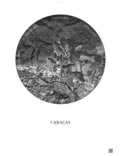 Caracas Satellite View Poster 2.5km B&W | Gravura – Light background