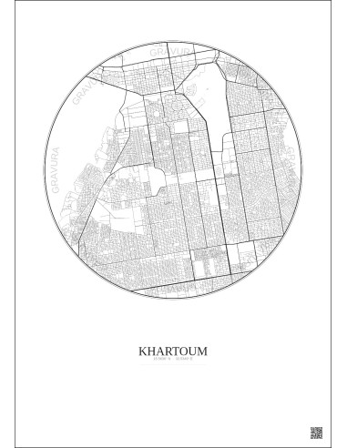 Khartoum City Map Poster 6km | Gravura – Light background
