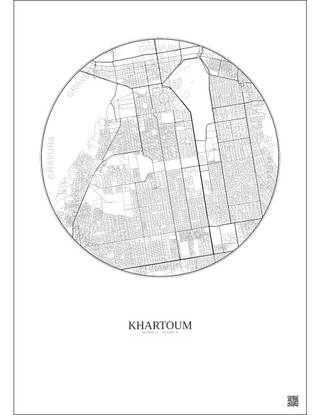 Khartoum City Map Poster 6km | Gravura – Light background