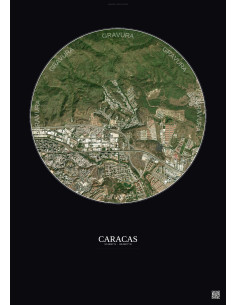 Affiche Caracas – Poster vue satellite 2.5km Couleur | Gravura – Fond foncé
