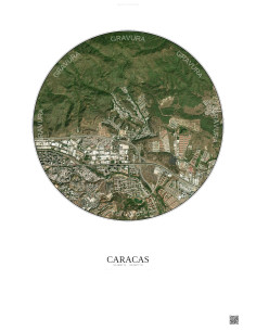 Affiche Caracas – Poster vue satellite 2.5km Couleur | Gravura – Fond clair