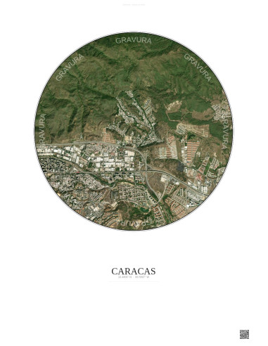 Affiche Caracas – Poster vue satellite 2.5km Couleur | Gravura – Fond clair