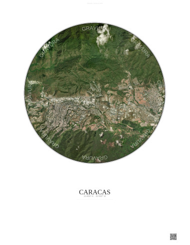 Caracas Satellite View Poster 6km Color | Gravura – Light background