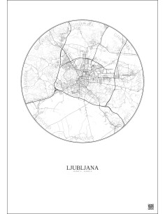 Affiche Ljubljana – Poster carte de ville 10km | Gravura – Fond clair 2