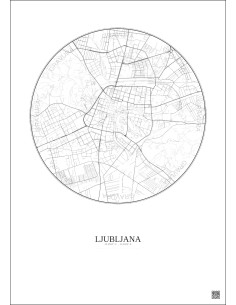 Affiche Ljubljana – Poster carte de ville 2.5km | Gravura – Fond clair 2