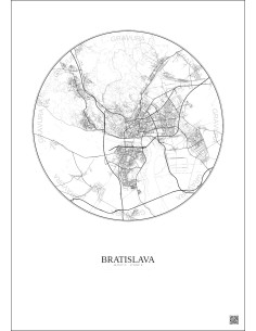 Affiche Bratislava – Poster carte de ville 10km | Gravura – Fond clair 2