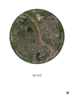 Affiche Ha Noi – Poster vue satellite 10km Couleur | Gravura – Fond clair