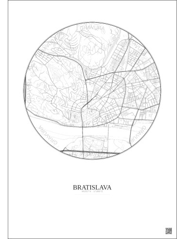 Bratislava City Map Poster 2.5km | Gravura – Light background