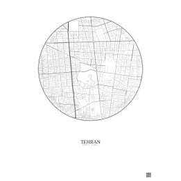 Affiche Tehran – Poster carte de ville 2.5km | Gravura – Fond clair