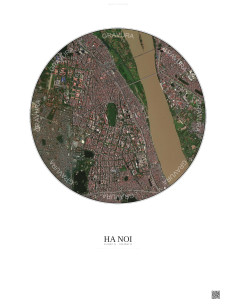 Ha Noi Satellite View Poster 2.5km Color | Gravura – Light background