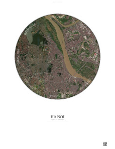 Affiche Ha Noi – Poster vue satellite 6km Couleur | Gravura – Fond clair