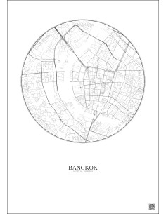 Affiche Bangkok – Poster carte de ville 2.5km | Gravura – Fond clair 2