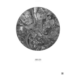 Arles Satellite View Poster 5km B&W | Gravura – Light background