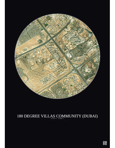 180 Degree Villas Community Satellite View Poster 2.5km Color | Gravura – Dark background