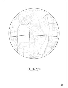 Affiche Dushanbe – Poster carte de ville 2.5km | Gravura – Fond clair 2