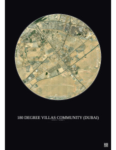 Affiche 180 Degree Villas Community – Poster vue satellite 10km Couleur | Gravura – Fond foncé