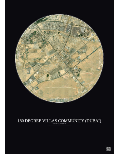 Affiche 180 Degree Villas Community – Poster vue satellite 10km Couleur | Gravura – Fond foncé