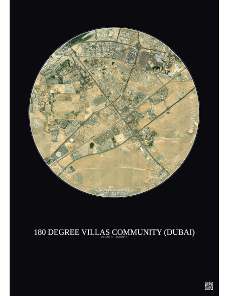Affiche 180 Degree Villas Community – Poster vue satellite 10km Couleur | Gravura – Fond foncé
