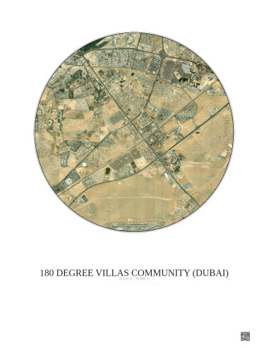 Affiche 180 Degree Villas Community – Poster vue satellite 10km Couleur | Gravura – Fond clair
