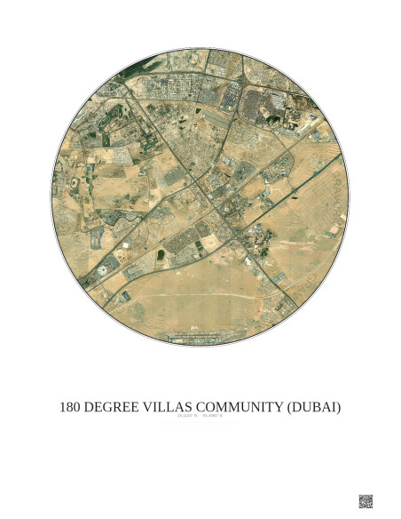 Affiche 180 Degree Villas Community – Poster vue satellite 10km Couleur | Gravura – Fond clair