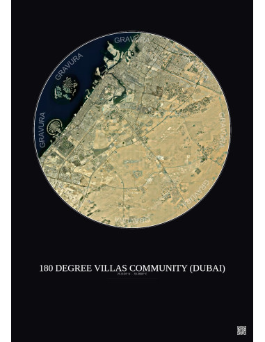 Affiche 180 Degree Villas Community – Poster vue satellite 30km Couleur | Gravura – Fond foncé
