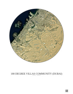 Affiche 180 Degree Villas Community – Poster vue satellite 30km Couleur | Gravura – Fond clair