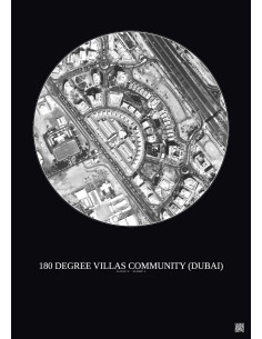 Affiche 180 Degree Villas Community – Poster vue satellite 0.5km N&B | Gravura – Fond foncé