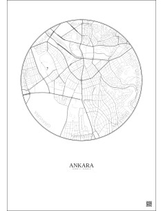 Affiche Ankara – Poster carte de ville 2.5km | Gravura – Fond clair 2