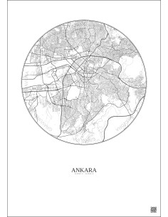 Affiche Ankara – Poster carte de ville 10km | Gravura – Fond clair 2
