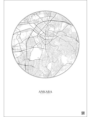Ankara City Map Poster 6km | Gravura – Light background