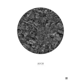 Auch Satellite View Poster 2.5km B&W | Gravura – Light background