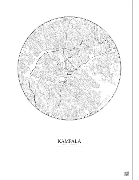 Kampala City Map Poster 10km | Gravura – Light background