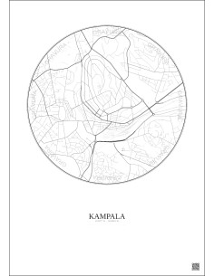 Affiche Kampala – Poster carte de ville 2.5km | Gravura – Fond clair 2