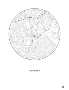 Affiche Kampala – Poster carte de ville 6km | Gravura – Fond clair 2