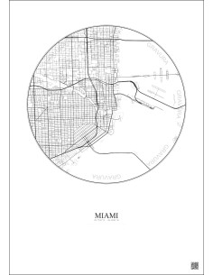 Miami City Map Poster 5km | Gravura – Light background 2