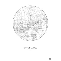 Affiche City Of Zagreb – Poster carte de ville 6km | Gravura – Fond clair