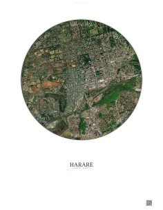 Affiche Harare – Poster vue satellite 2.5km Couleur | Gravura – Fond clair
