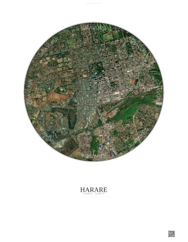 Affiche Harare – Poster vue satellite 2.5km Couleur | Gravura – Fond clair