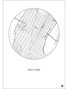 New York City Map Poster 2.5km | Gravura – Light background 2