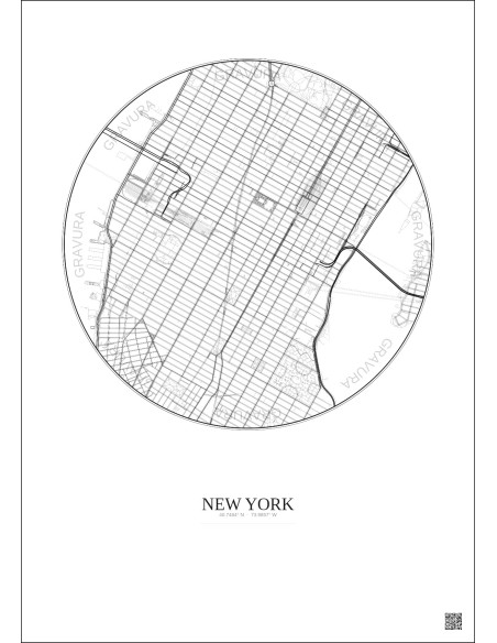 New York City Map Poster 2.5km | Gravura – Light background