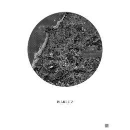Biarritz Satellite View Poster 2.5km B&W | Gravura – Light background