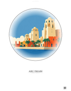 Abu Dhabi Vintage Travel Poster – Abu Dhabi | Gravura – Light background