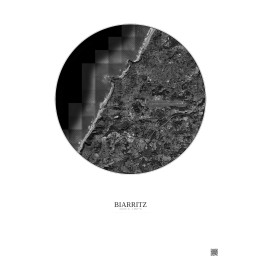 Biarritz Satellite View Poster 5km B&W | Gravura – Light background